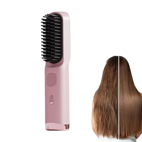 Cepillo alisador de pelo – 4 temperaturas – Cepillo alisador portátil para ondular y – Para mujeres y niñas pelo largo corto y fino grueso a casa