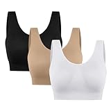 Uniexcosm Soutien Gorge De Sport Yoga Femme sans Armature Bralette avec Rembourré Respirant Femme W+B+N XL