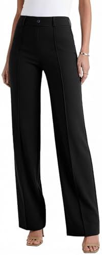 Agenlulu Women's High Waisted Dress Pants Stretchy Wide Straight ...