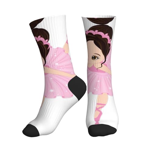 Little Ballerina Dancing Girl Crew Socks Moisture Wicking Sport Socks Breathable Training Athletic Socks Unisex