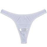 FEESHOW Mens Smooth G String Thongs Open Front Underwear X-Large White