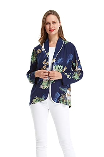 Image of Matchable Family Hawaiian Luau Light Jacket, Pineapple Garden Navy, Women, Small