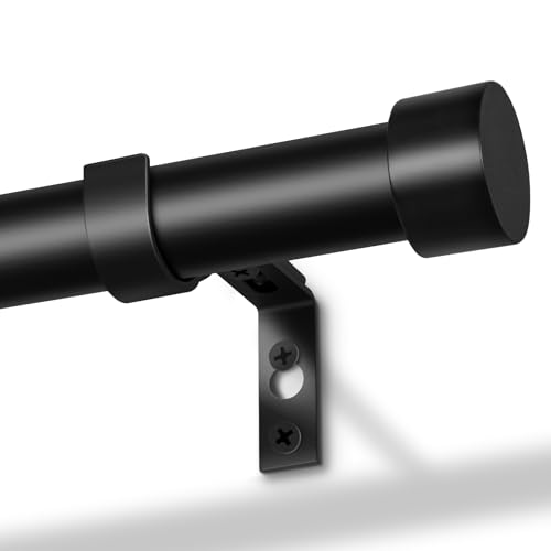 DEFYNEE Barra de Cortina Negro, 80 218 cm Barra extensible de 25 mm de diámetro, capacidad de carga máxima de 15 kg, ideal para terrazas, puertas correderas de vidrio y salas de estar.