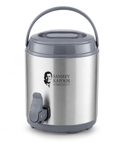 Image of Sanjeev Kapoor by Classic Essentials 8.5L Stainless Steel Vacuum Insulated Thermo Jug - Double Wall Water Dispenser for Hot & Cold Beverages, Silver (8500ml)