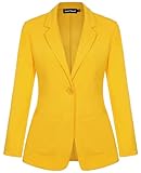 LADI TREND Light Yellow Blazer for Women Long Sleeve Fitted Blazer Suit Lapel Button Blazer Jackets with Pockets Tailored Outfit(Light Yellow XL)