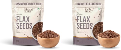 Image of KitchenSmith Flax Seeds - 200gm | A Nutrient-Dense Superfood For Boosting Energy | Skin Health & Weight Management | Boost Digestion | Supercharge Your Wellness With Natural Fiber (Pack of 2)