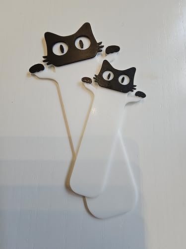 Image of Set of 6 Cute Cat Bookmarks for Cat Lovers - Peekaboo Black Cat Design with 3 Large & 3 Small Bookmarks | Fun Gift for Readers, Kids, Students | Eco-Friendly Bioplastic