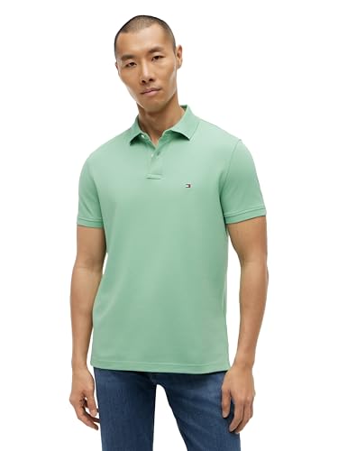 Image of Tommy Hilfiger Men's Short Sleeve Polo Shirts in Regular Fit With Stretch and Organic Pique Cotton