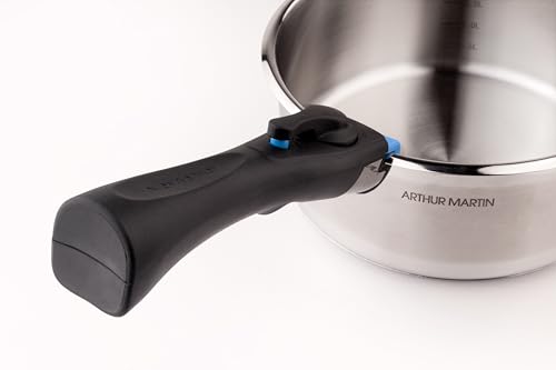 Arthur Martin, Ensemble de Cuisine 10 pièces en Acier Inoxydable - 3 Poêles (20-22-26 cm) et 3 Casseroles (16-18-20 cm) + Ustensiles, Poignées Ergonomiques, Tous Feux Induction, Graduation Intérieure – Image 4