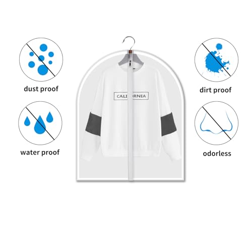 Image of Plastic Garment Bags Clothing Storage Bags Hanging for Closet Storage Cloth Bags with Zipper for Suit,Dress, Coat Travel Closet Clear Garment Bags Dust Garment Cover-24 inchX31 inch /6 Pack