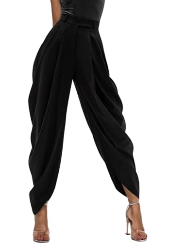 LETSVDO Women's Dress Slacks High Waist Baggy Barrel Pleated Business Work Pants Casual Wide Leg Palazzo Pants Trousers