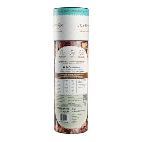 Image of JoySpoon Cashew Rose Mukhwas Mouth Freshener | Supari Free Traditional Indian Mukhwas with Cashews, Almonds, Coconut, Dates & Fennel Seeds | Sugar Free Healthy After-Meal Digestive Snack | 200g