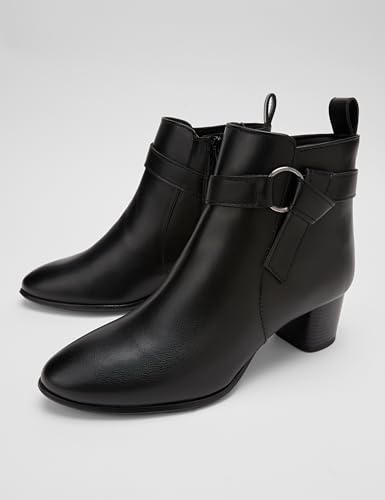 Image of ELLE Women Elegant Ankle Boot with Buckle Detail and Side Zipper