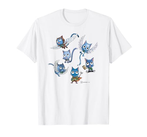Fairy Tail Happy Multiple Full-body Shot Manga Style Camiseta