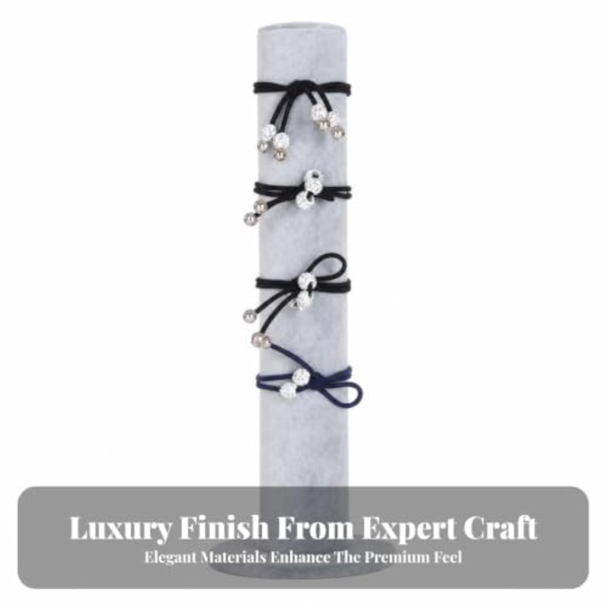 Soft-Fabric Hair Tie Holder Vertical Velvet Display Stand