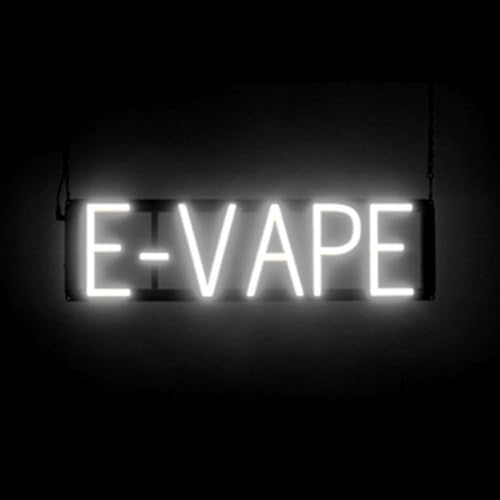 Image of SpellBrite LED Neon E-VAPE Sign for Business - White, 23 inch x 6 inch | Ultra-Bright Click-Together Signage for Smoke Shops, with Visibility from 500 Feet - 8 Animations, 6 Brightness Settings