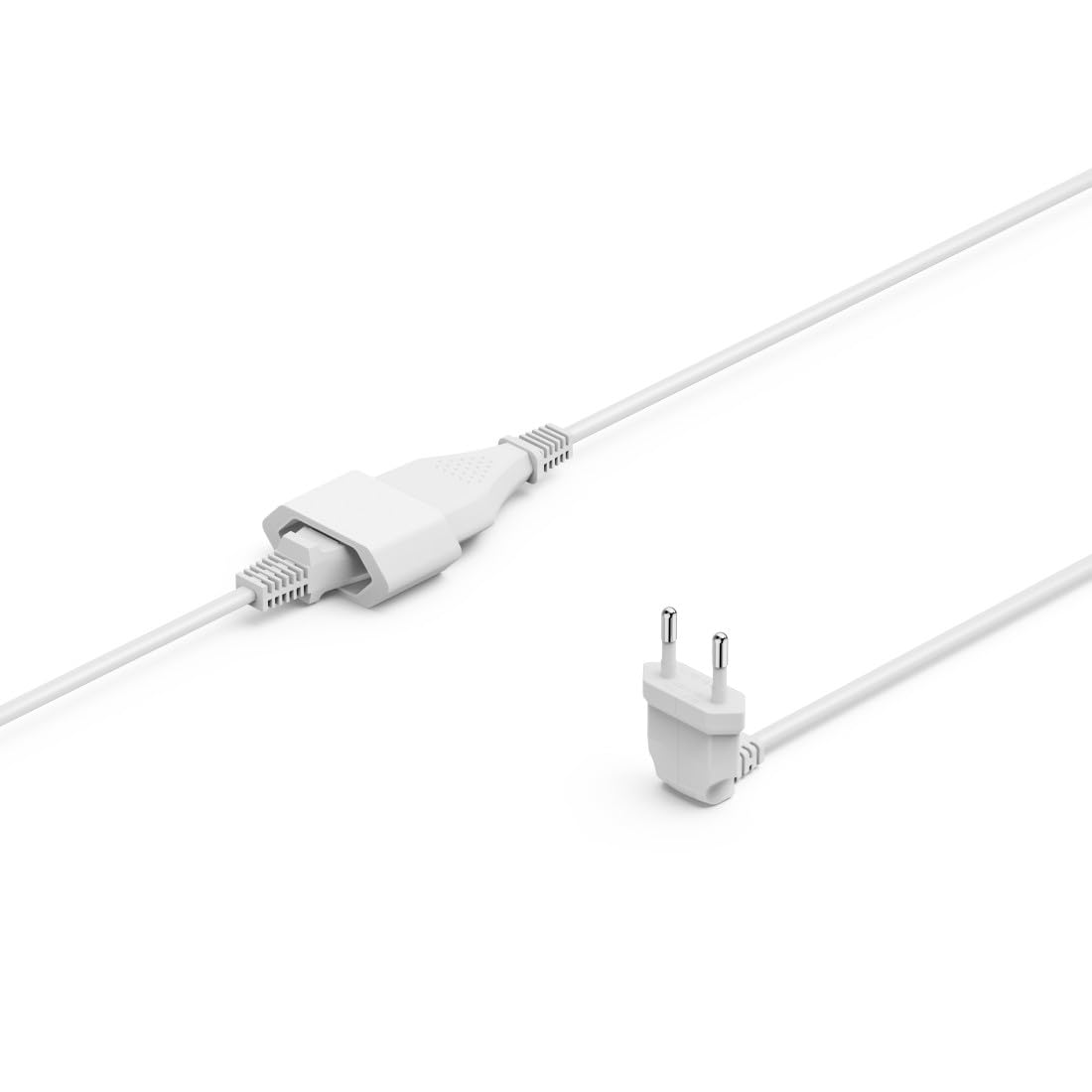 Hama Przedłużacz przedłużający 3m wygięty kabel elektryczny - europejskie gniazdo kątowe typu C (2 piny, bez uziemienia), idealny do wymaganych przestrzeni i zastosowań wewnętrznych - biały