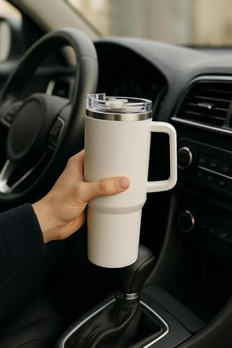 Image of Generic 1200ML Insulated Travel Mug Tumbler with Handle & Straw | Stainless Steel Vacuum Flask | Keeps Drinks Hot for 24Hrs & Cold for 12Hrs | BPA-Free, Leak Resistant, Dishwasher Safe | Multi Color