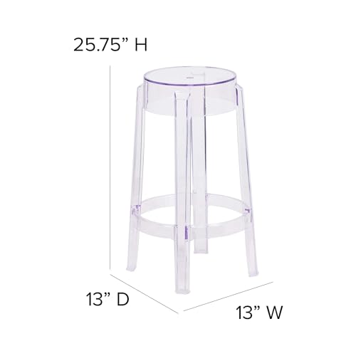 Flash Furniture Laney Butaco Transparente para Interior y Exterior de 25.75" de Altura con Anillo para Pies, Apilable miniatura 3