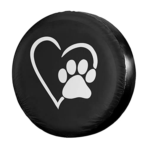 Foruidea Dog Pet Paws Love Heart Spare Tire Cover Dust-Proof Wheel Tire Cover Fit Trailer, RV, SUV and Many Vehicle 14 Inch