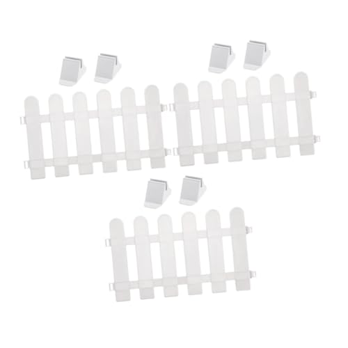 POPETPOP 1Juego Valla De Jardín Decorativa De PVC Blanca De Paneles Bases Triangulares para Exteriores y Patios Instalación y Reutilizable