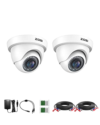ZOSI 2Pack 2.0MP HD 1080P Security Cameras Kit, 80ft Night Vision, Indoor Outdoor Home CCTV Dome...