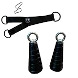 Tri-Cones con correa de emparejamiento, agarre ergonómico para extensiones de tríceps, ejercicios de cable y banda de resistencia, gancho de acero inoxidable, versátil para movimientos unilaterales y