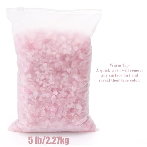 Image of 5 lb Natural Rose Pink Crystal, 7-9 mm Tumbled Chips Stones, Irregular Shaped Quartz Bulk, Healing Reiki Gemstone for Potted Plant Vase Decoration Jewelry Making DIY Craft, Light Rose