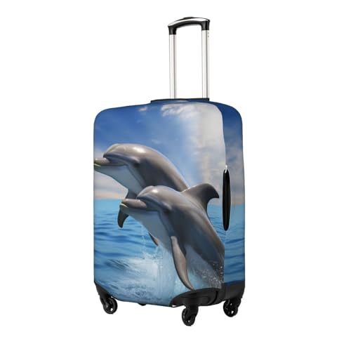 Two Dolphins Luggage Cover Washable Stretch Suitcase Protector Anti-Scratch Travel Suitcase Cover Protector Elastic Baggage Cover Fits 18-32 Inch Luggage Sleeve2