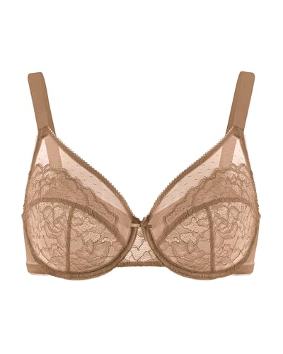 Image of HSIA Minimizer Bras for Women Enchante Full Coverage Underwire Bras Plus Size Lifting Floral Lace Bra for Heavy Breast
