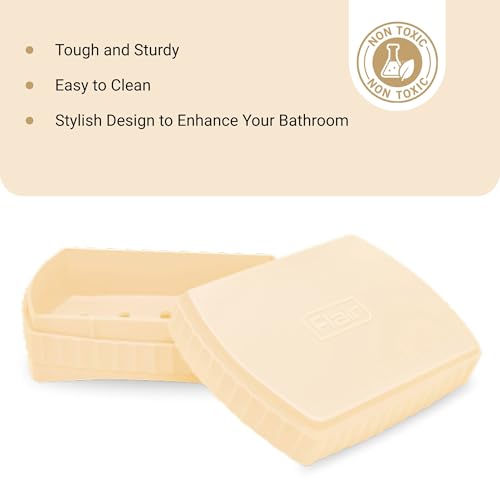 Image of FLAIR Estella Soap Case with Drainage | Reusable & Durable Soap Box | Modern Bathroom Soap Holder (2, Beige)