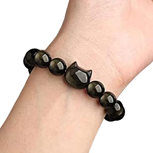 Générique Bracelet en Obsidienne Naturelle | Bracelet en Cristal d'obsidienne en Argent Naturel...
