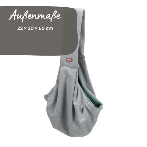 TRIXIE Fronttasche Soft – Tragetasche für Welpen & kleine Hunde – optimaler Körperkontakt – integrierte Kurzleine – Polyester Baumwolle – 22 × 20 × 60 cm