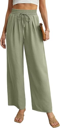 QIXING Weite Hosen Damen High Waist Palazzo Hose Gerade mit Taschen Yoga...