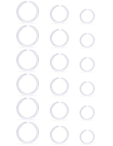Lcolyoli 18PCS 14G Clear Segment Rings Piercing Retainer Clear Bioflex Plastic Tragus Clicker Helix Cartilage Earrings Hoop Monroe Lip Septum Jewelry for Women Men 6mm 8mm 10mm
