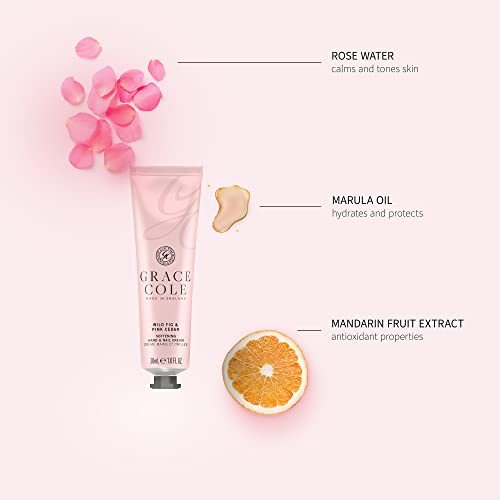 Grace Cole Wild Fig & Pink Cedar Fragrance, Moisturising Hand and Nail Cream 30ml, Essential Oils, Vegan and Cruelty Free - Image 2