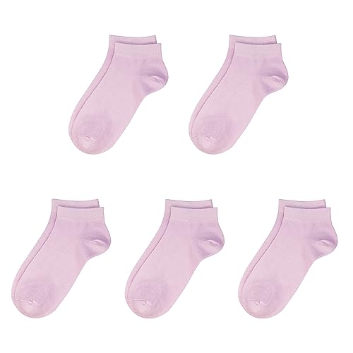 SERISIMPLE Viscose Bamboo School Socks Ankle Super Soft Kids Socks Stretch Cuffs Athletic Socks Odor Resistant Anti-odor 5 Pairs (X-Small, Violet Purple)