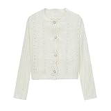 Material: ALGODÓN DVBXS Cardinado De Puntos Carding Arectura Mujer De Mujer Y OtoñO Nuevo Chic Vintaya Vintage Flex Manue Larga Perla Holow-out FrancéS Blanco Sweet Hembra (Color : Picture Color, Size : Taille Unique)