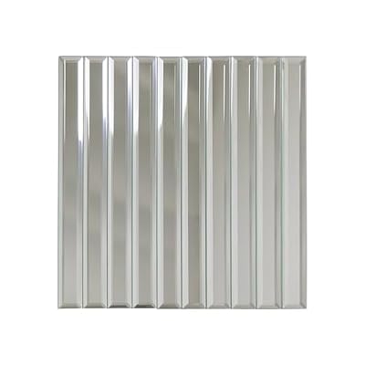 Soulscrafts Beveled Mirror Glass Strip Tile, 12x12 Inch Mirror Backsplash Silver Tiles for Kitchen Bathroom Wall Pool 5 Sheets