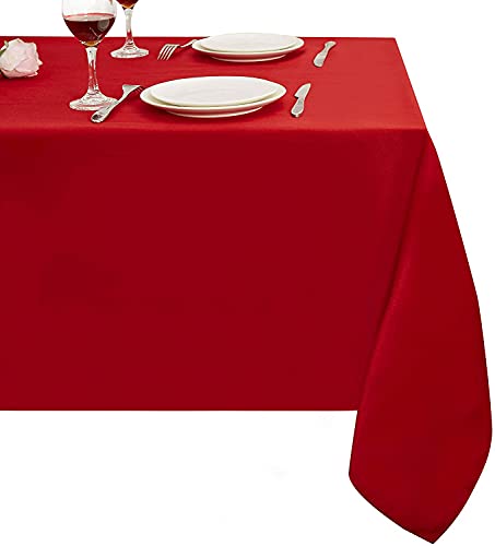 Image of Obstal 210GSM Rectangle Red Tablecloth, Rio Red,70 x 90 Inch | Christmas Decorations Table Cloth Waterproof, Table Cover Protector for Holiday Party Use