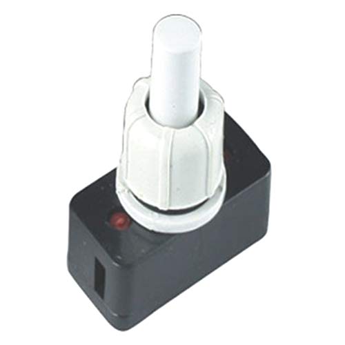 PBS-17A 250V 3A M10 Mini Interruptor de Botón de Encendido/Apagado Autoblocante para Lámpara de Mesa, Blanco, Paquete de 6