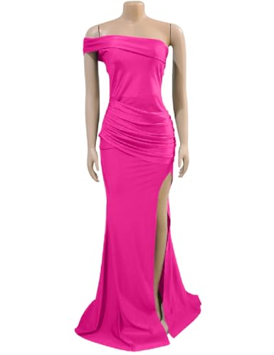 Image of Womens Off Shoulder Sexy V Neck High Split Long Maxi Dress, Formal Cocktail Party Evening Gown Mermaid Dress