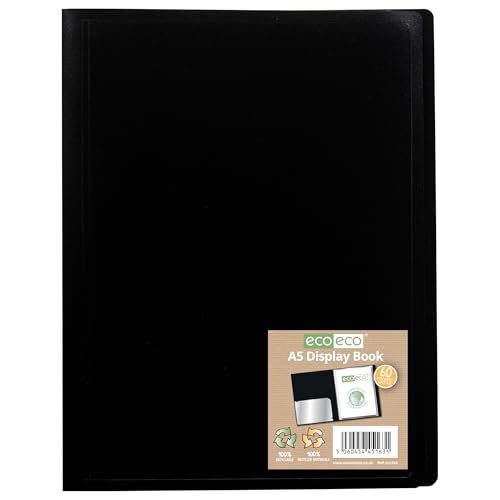 eco-eco A5 100% Recycled 60 Pocket Black Flexible Cover Portfolio Book Folder Display Book, Pack of 12 Folders, eco163x12 - Image 3
