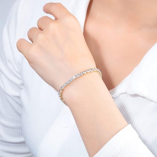 2 Tennis Bracelets for Women, 6mm Wide Gold-Tone Cubic Zirconia Bands, Elegant Jewelry Gift3