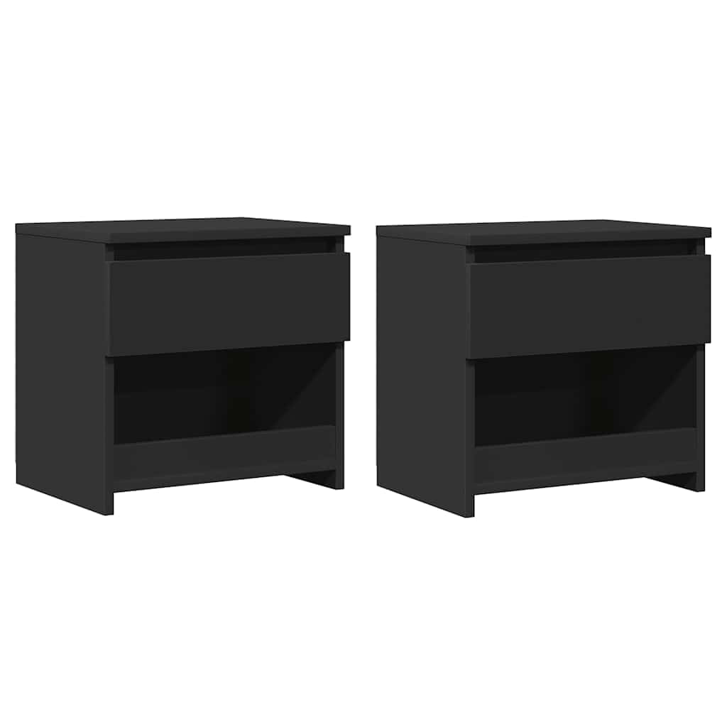 Hothingwell 2-częściowy stolik nocny czarny 40 x 30 x 39 cm płyta wiórowa, designerski stolik nocny z szufladą i przegródką, stolik pod noski sofy do przechowywania do salonu