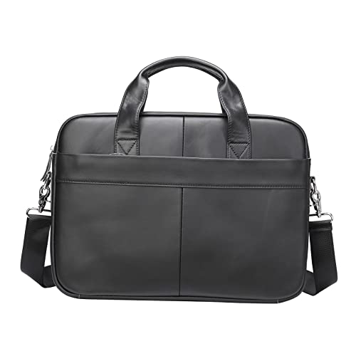 Maletín retro de piel para portátil con asa de mano y cómoda correa ajustable para hombro