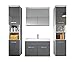 Produktbild Badezimmer Badmöbel Set Paso XL LED 80 cm Waschbecken Hochglanz Grau Fronten - Unterschrank 2x Hochschrank Waschbecken Möbel