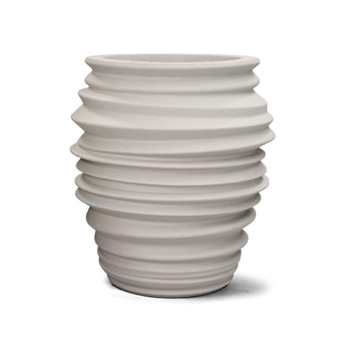 Vaso Decorativo Grande Wave Luxo Redondo, Cimento, 50cm, para Plantas de Jardim
