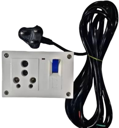 BAHUL Scooter Charging Extension 10 Meter Long Wire Extension with Big Plug HEAY Duty 1 Socket Extension Boards (White, 10 m)