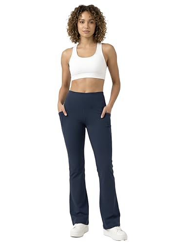 Image of Rock Paper Scissors Premium Flare Gym Pants High Waist Stretchable Flared Leggings with Pockets Gym wear /Active Wear Tights Yoga Pants Womens Workout Tights Gym Tight Black